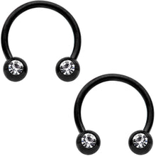 16G 3/8 Clear Gem Variety Horseshoe Nipple Ring Set of 6
