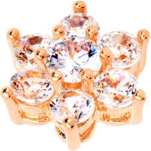 14G Clear CZ Gem Rose Gold Tone Flower Dermal Anchor Top