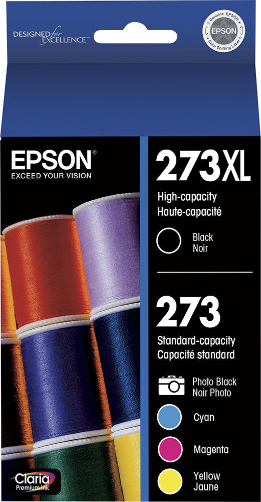 New, Pre-Owned - Epson 273XL Black 273 Photo Black/Black/Cyan/Magenta/Yellow Ink Cartridges
