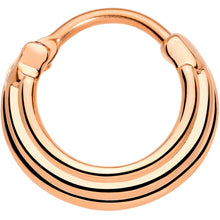16G 3/8 Rose Gold Tone Delicate Grooves Hinged Septum Ring