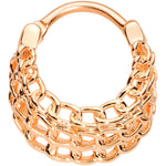 16G 3/8 Rose Gold Tone Triple Chain Hinged Septum Ring