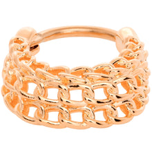 16G 3/8 Rose Gold Tone Triple Chain Hinged Septum Ring