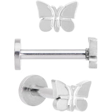 16G MultiColor Internally Threaded Butterfly Labret Set of 4