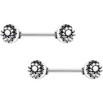 14G 9/16 Crescent Moon and Sun Barbell Nipple Ring Set