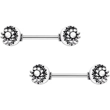 14G 9/16 Crescent Moon and Sun Barbell Nipple Ring Set