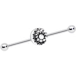 14G Crescent Moon with Star Dangle Industrial Barbell 38mm