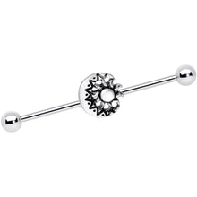 14G Crescent Moon with Star Dangle Industrial Barbell 38mm