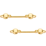 14G 9/16 Gold PVD Alien Spaceship Barbell Nipple Ring Set