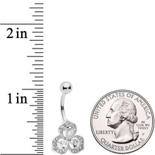 Clear Gems Art Deco Luxe Glamour Leaves Dangle Belly Ring