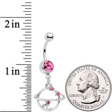 Pink Gem Saturn Among The Stars Dangle Belly Ring