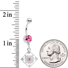 Pink Gem Art Deco Antique Style Elegance Dangle Belly Ring