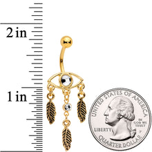 Clear Gem Gold Tone Vision of Feathers Dangle Belly Ring