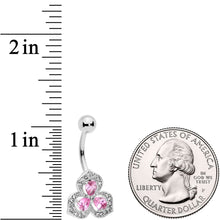 Clear Pink Gems Art Deco Luxe Glamour Leaves Dangle Belly Ring