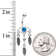 Blue Clear Gem Vision of Feathers Dangle Belly Ring