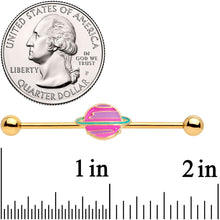 14G Pink Planet Saturn Industrial Barbell 38mm