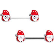 14G 9/16 Clear Gem Happy Santa Barbell Nipple Ring Set