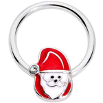 16G 3/8 Clear Gem Happy Santa BCR Captive Ring