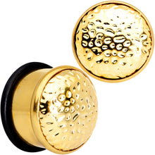 Gold Tone Hammered Finish Single Flare Plug Set 6mm to 16mm Sizes