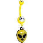 Clear Gem Yellow Glow in the Dark Grumpy Alien Dangle Belly Ring
