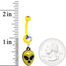 Clear Gem Yellow Glow in the Dark Grumpy Alien Dangle Belly Ring