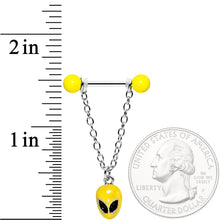 14G 9/16 Yellow Glow Alien Saturn Dangle Barbell Nipple Ring Set