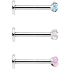 16G 3/8 Clear Pink Blue Star CZ Gem Labret Tragus Set of 3