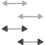 14G 9/16 Clear Gem Triangle End Barbell Nipple Ring Set of 4