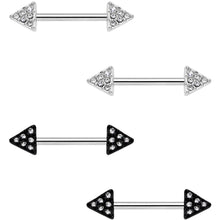 14G 9/16 Clear Gem Triangle End Barbell Nipple Ring Set of 4