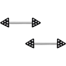 14G 9/16 Clear Gem Triangle End Barbell Nipple Ring Set of 4