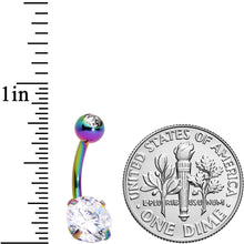 Clear Gem Rainbow Large and Small Gem Belly Ring