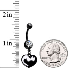 Clear Gem Black And White Cat Lover Silhouette Dangle Belly Ring