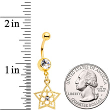 Clear Gem Gold Tone Star and Snow Flower Dangle Belly Ring