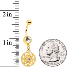 Color Gem Gold Tone Ring Around a Snowflake Dangle Belly Ring
