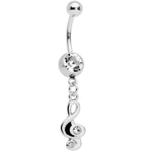 Clear Gem Moon Treble Clef Dangle Belly Ring Set of 2