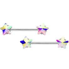 14G 9/16 1/2 Aurora Star Gem BCR Barbell Nipple Ring Set