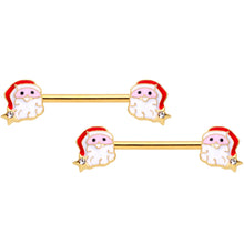 14G 1/2 Gold Tone Santa Captive Barbell Nipple Ring Set of 4