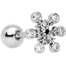 Clear Gem Winter Fun Snowflake Snowman Cartilage Tragus Set of 2