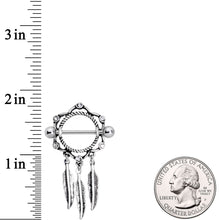 14G 9/16 Clear Gem Lotus Flower Feather Dangle Nipple Shield Set