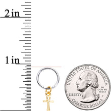 16G 3/8 Gold Tone Egyptian Ankh Hinged Dangle Segment Ring