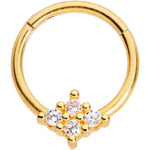 16G 3/8 Clear CZ Gem Gold Tone Quad Rhombus Hinged Segment Ring