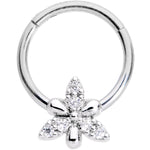 16G 3/8 Clear CZ Gem Triquetra Hinged Segment Ring