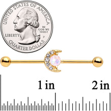 14G Gold Tone Celestial Crescent Moon Industrial Barbell 38mm