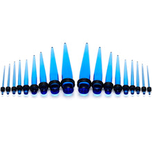 14 to 00G Light Blue Acrylic Straight Taper 18 Piece Stretching Kit