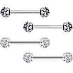 14G 9/16 Clear Gem Disco Ball Barbell Nipple Ring Set of 4