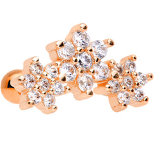 18G 5/16 Clear CZ Rose Gold Tone Flower Cartilage Tragus Earring