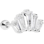 18G 5/16 Clear CZ Crown Cartilage Tragus Earring