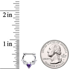 16G 1/4 Purple Heart Gem Royal Valentine Cartilage Clicker