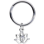 16G 3/8 Clear CZ Gem Lotus Flower Dangle Hinged Segment Ring