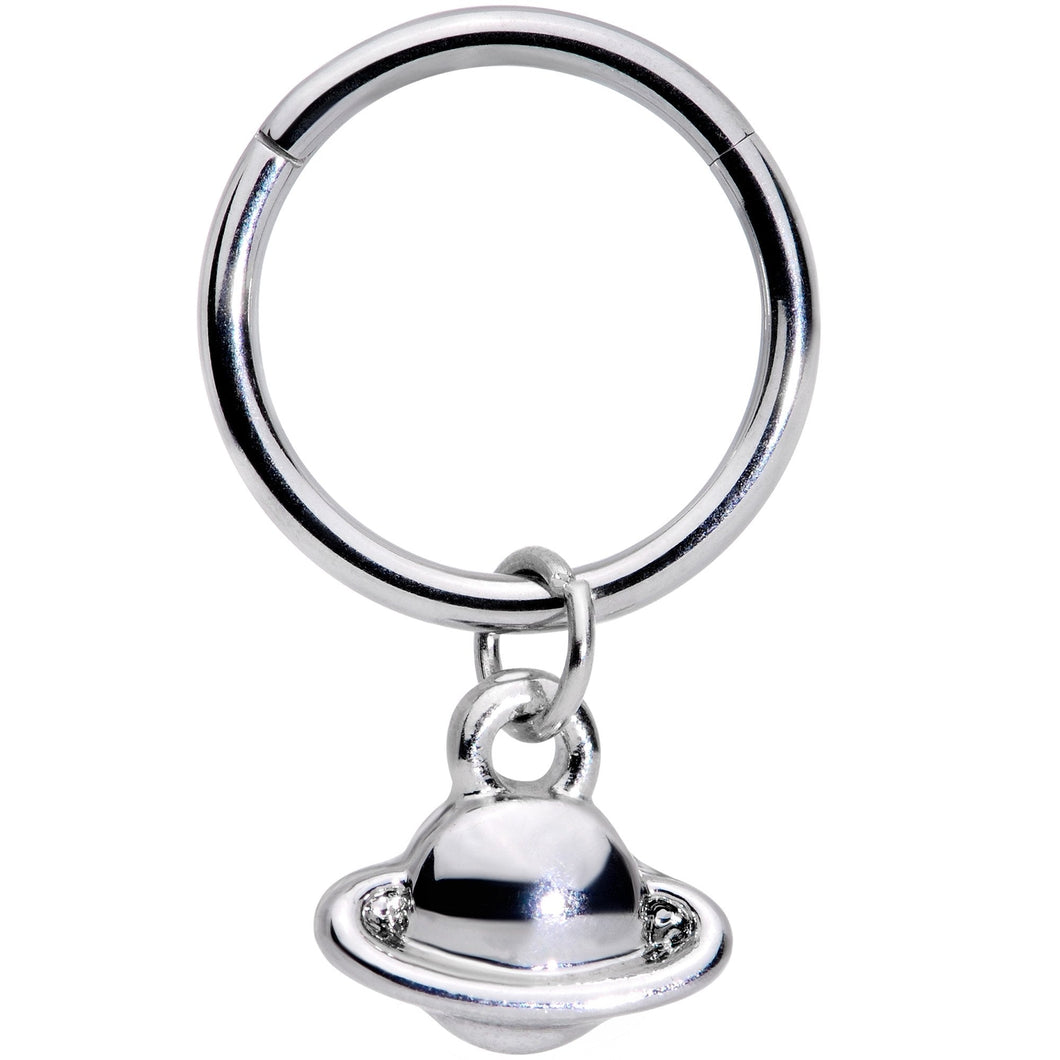 16G 3/8 Ringed Planet Saturn Dangle Hinged Segment Ring