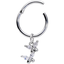 16G 3/8 Clear CZ Gem Fluttering Butterflies Hinged Segment Ring